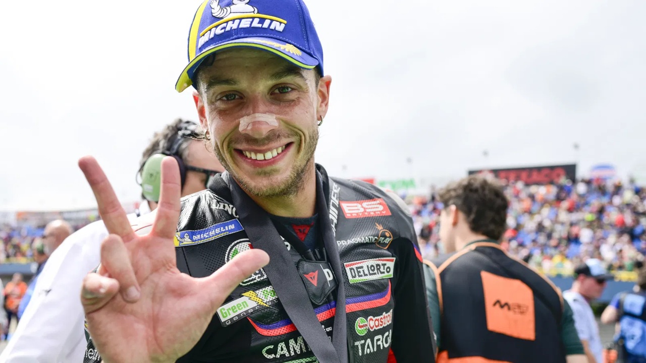 Marco Bezzecchi, yang menjuarai MotoGP Portugal 2025, pekan lalu.