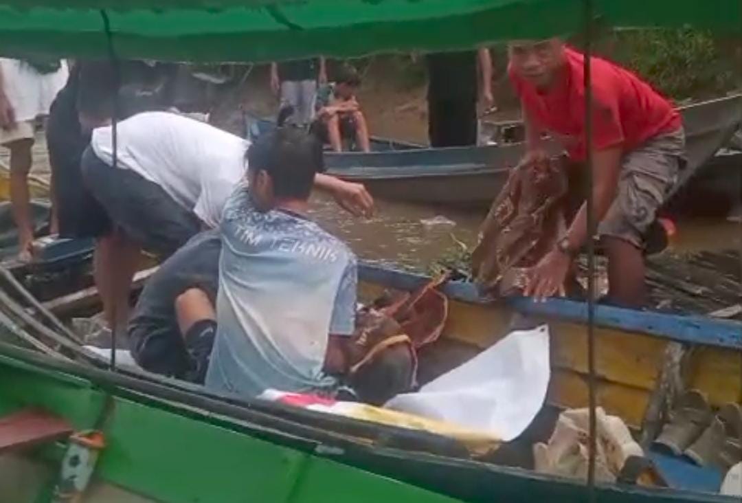 MENINGGAL DUNIA: Nenek Masliun (83) ditemukan meninggal dunia setelah dikabarkan hilang tenggelam di Sungai Mentaya, Minggu (16/11/2025) (warga/radar sampit)