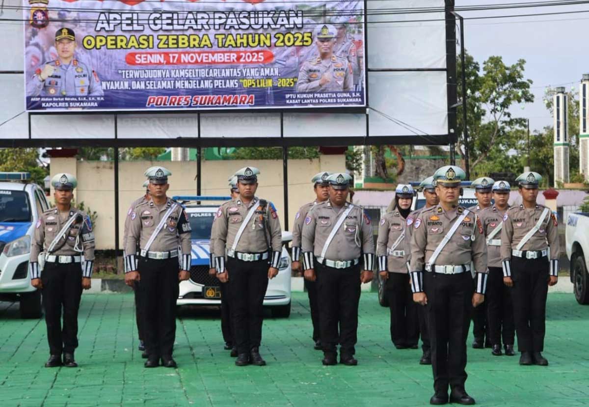 GELAR PASUKAN: Dimulainya Operasi Zebra 2025 pihak Polres Sukamara melaksanakan gelar pasukan.