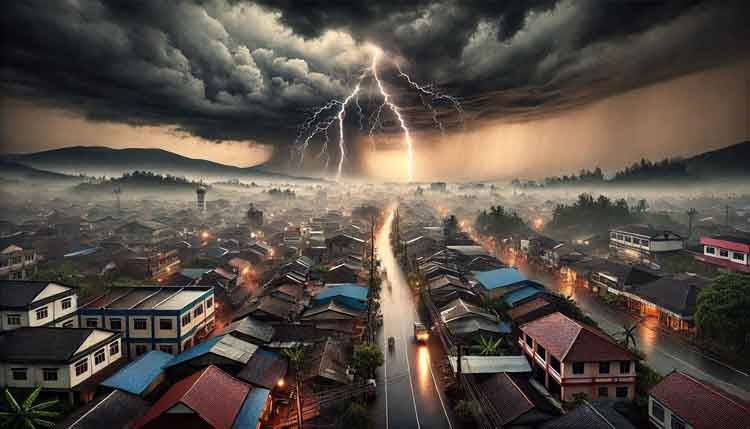 Ilustrasi cuaca ekstrem. (akal imitasi)