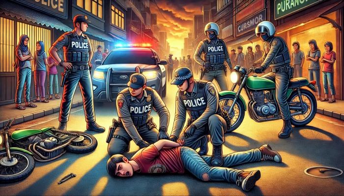 Ilustrasi penangkapan curanmor. (AI/CHATGPT)