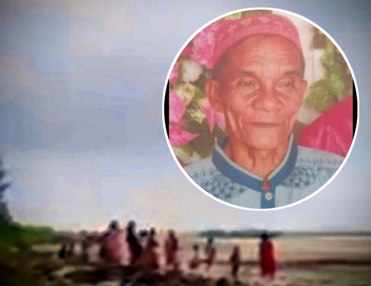 Oyan, warga Desa Satiruk, Kecamatan Pulau Hanaut, yang diduga diserang buaya. Tampak warga berkumpul di pantai dan melakukan pencarian, Sabtu (22/11 /2025)
