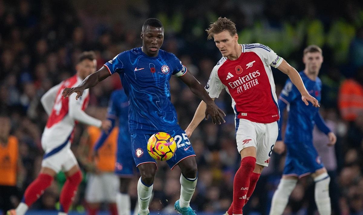 Pemain Chelsea saat bertemu pemain Arsenal di awal musim EPL 2025/2026