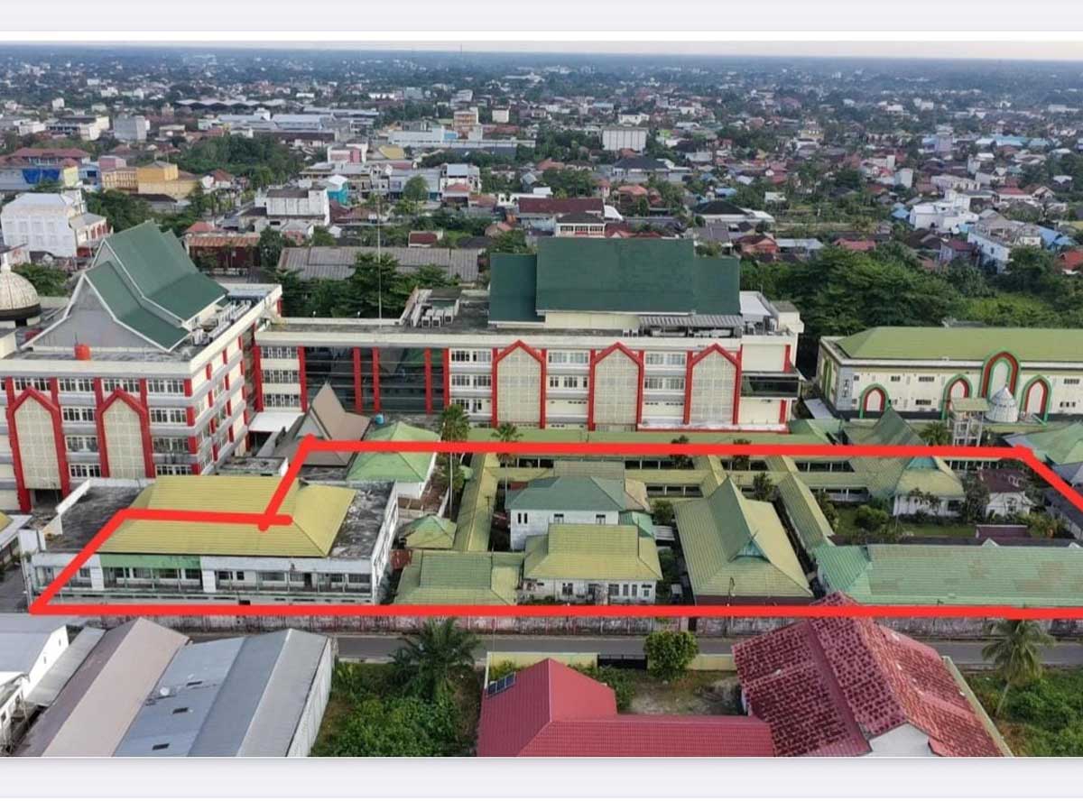 SITE PLAN BANGUNAN: Kondisi eksisting bangunan lama di RSUD dr Murjani Sampit yang diwacanakan akan dibangun Gedung KJSU Terpadu.