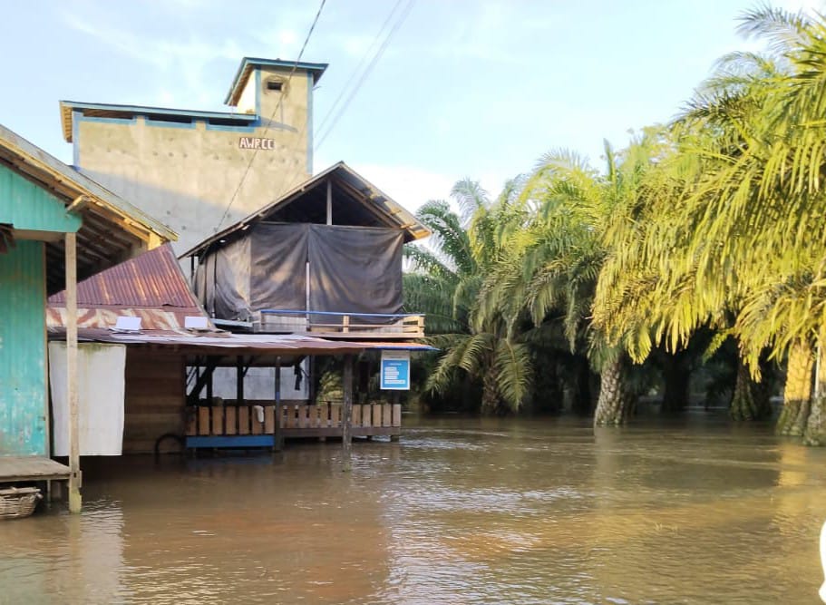 Banjir di Desa Tumbang Mujam, Kecamatan Tualan Hulu, Kabupaten Kotim, Rabu (3/12).