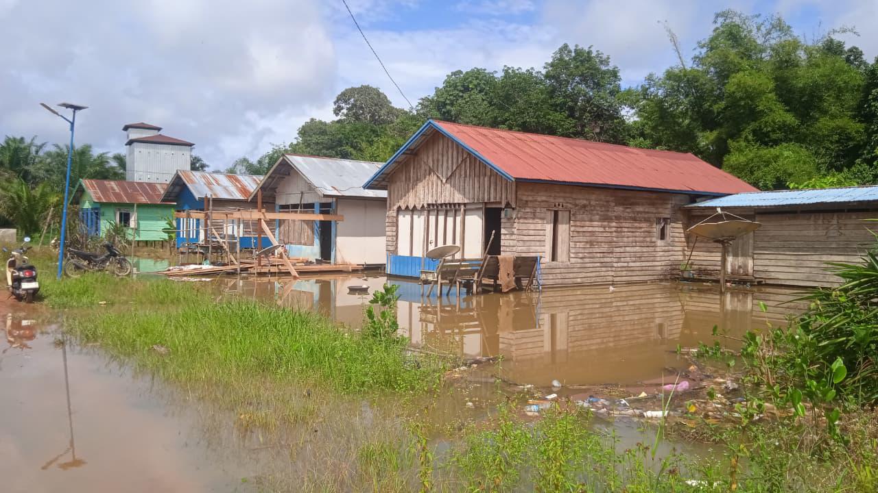 BANJIR: Kondisi genangan banjir di sejumlah desa di Kecamatan Mentaya Hulu. EDISON UNTUK RADAR SAMPIT