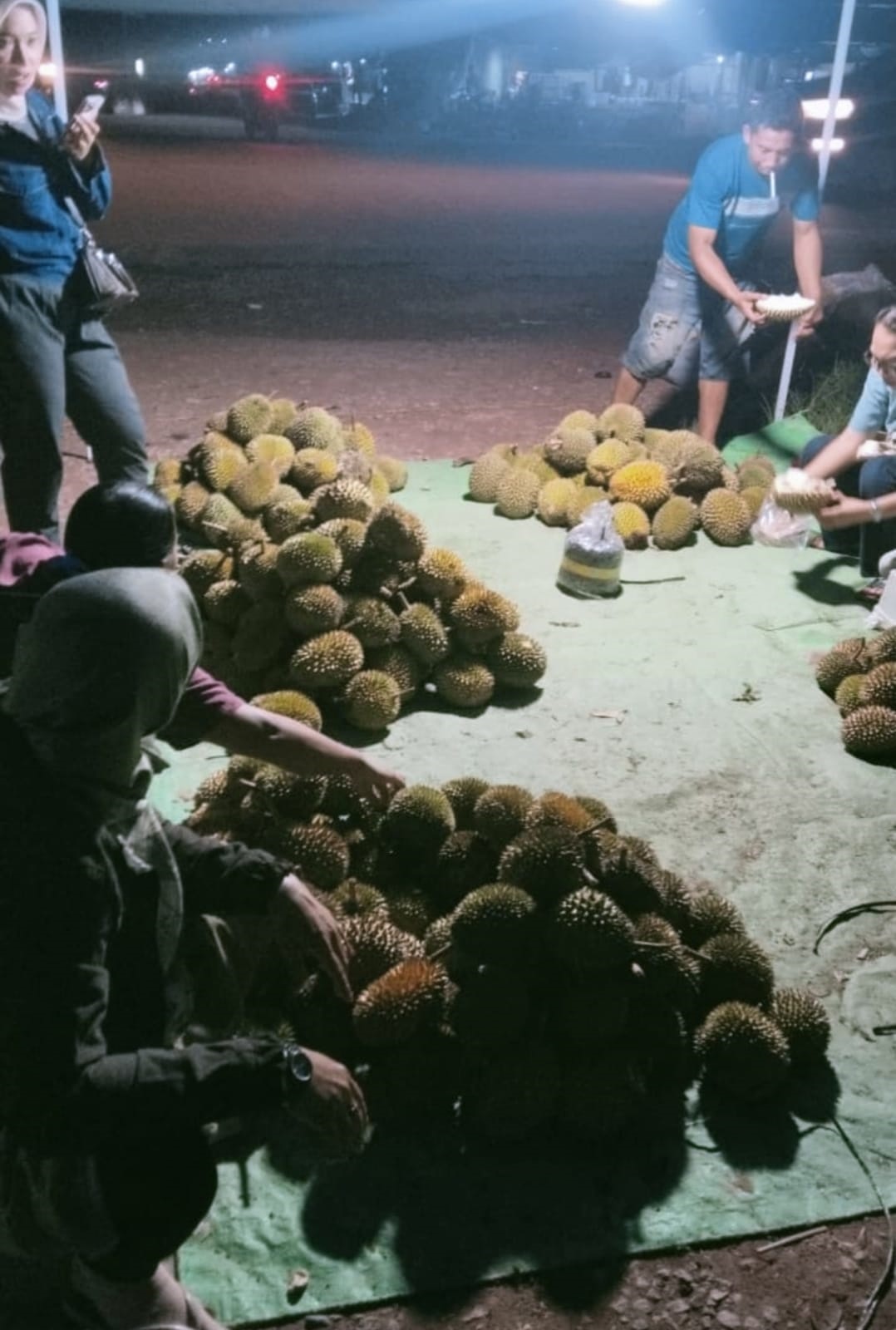 Sepanjang Jalan Batu Batanggui Nanga Bulik, puluhan pedagang durian tampak berjajar.