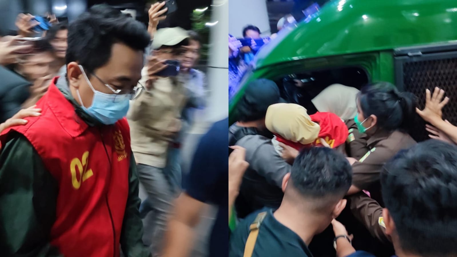TERSANGKA BARU: Dua tersangka  dugaan tindak pidana korupsi terkait tambang zircon. (dodi/radar sampit)