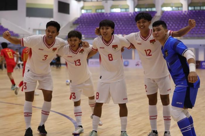 Selebrasi Timnas Futsal Indonesia U-19 saat menang lawan Myanmar U-19.(Dok. Timnas Futsal)