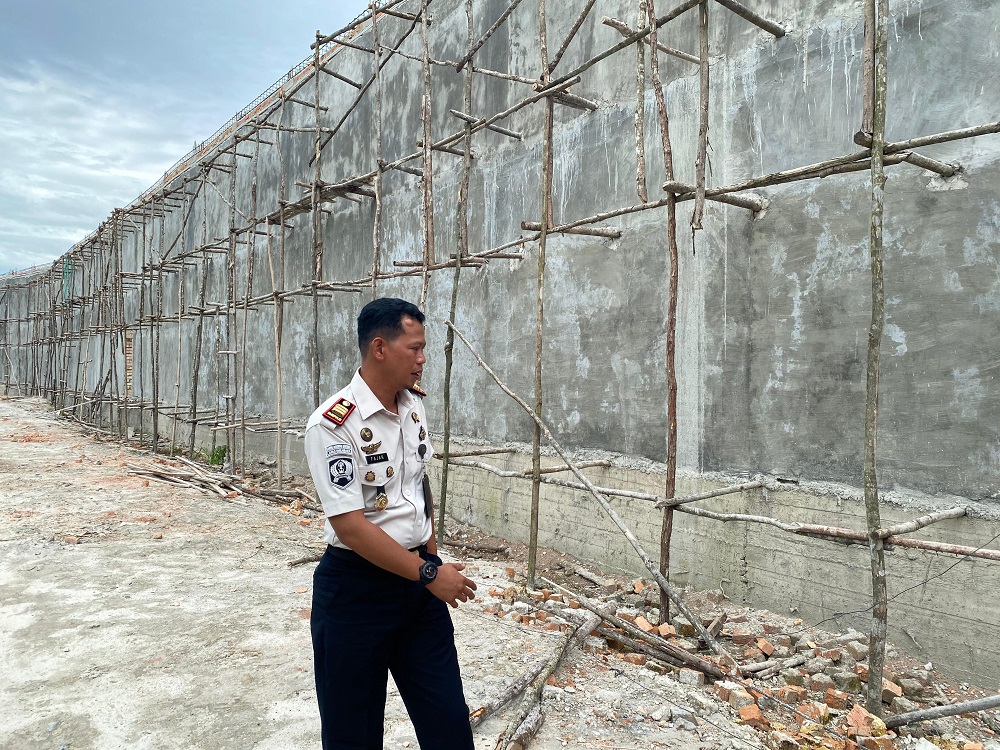 Pembangunan tembok lapas Sukamara saat ini sudah mencapai 92,93 persen