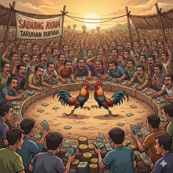 ilustrasi judi sabung ayam. FOTO/Gemini AI