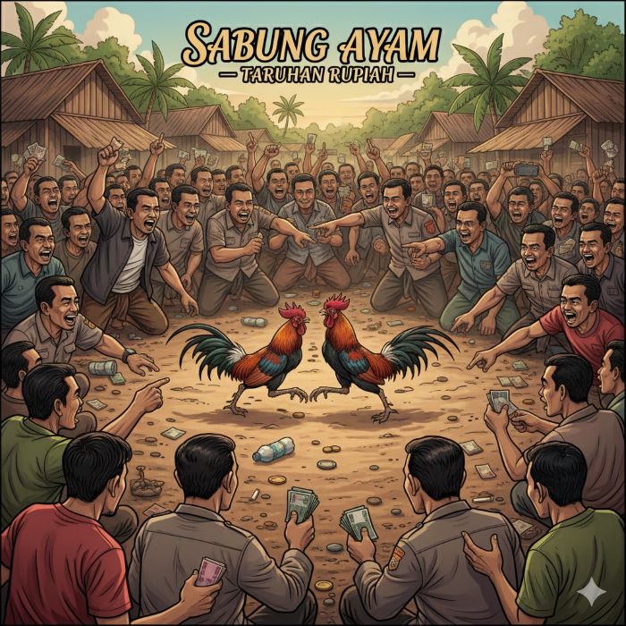 ilustrasi sabung ayam/Gemini AI