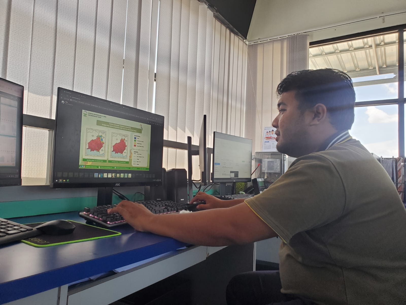 Prakirawan BMKG Stasiun Meteorologi H Asan Kotim menunjukkan peta kerawanan kebakaran hutan dan lahan di Kalteng.