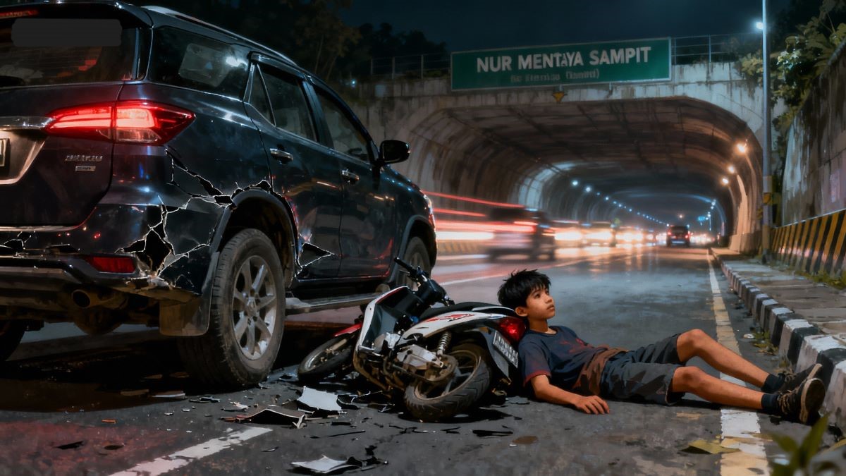 ILUSTRASI: Remaja pria tergeletak usai mengalami kecelakaan di jalan raya/AI