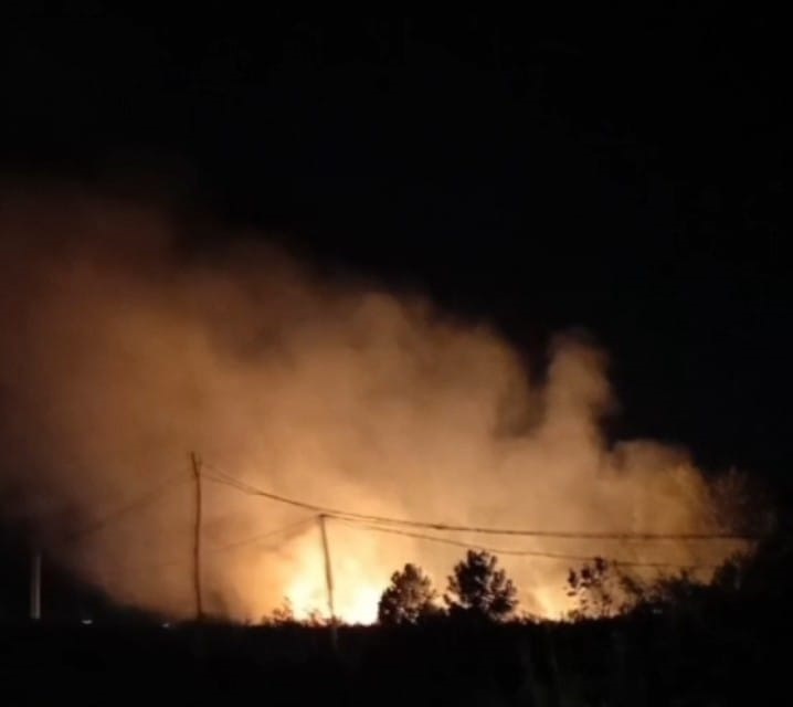 Kebakaran hutan dan lahan di Desa Batu Belaman, Kecamatan Kumai, Kabupaten Kotawaringin Barat, Selasa (20/1) pukul 20.00 WIB.