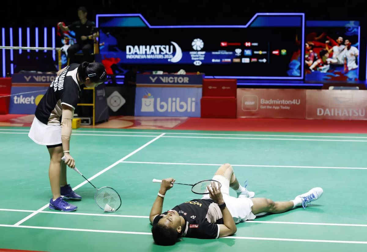Pasangan Ganda Campuran Indonesia Jafar Hidayatullah/Felisha Pasaribu saat berhadapan dengan pasangan Denmark Mathias Christiansen/Alexandra Boje pada babak 4 besar Indonesia Masters 2026