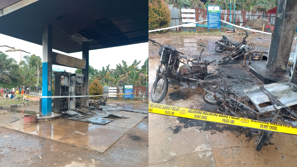 kebakaran terjadi di sebuah SPBU di Kelurahan Rantau Pulut, Kecamatan Seruyan Tengah, Kabupaten Seruyan, Jumat (23/1/2026)