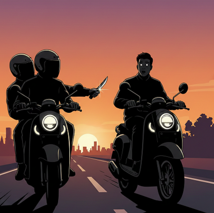 Ilustrasi pembegalan motor