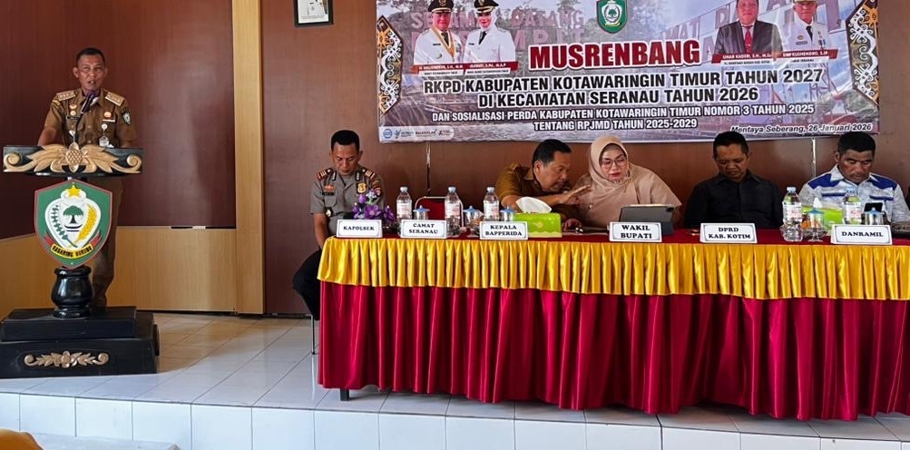 Pembukaan Musrenbang di Kecamatan Seranau, baru-baru tadi (26/1), yang dihadiri lintas SOPD Pemkab Kotim dan tokoh masyarakat setempat.