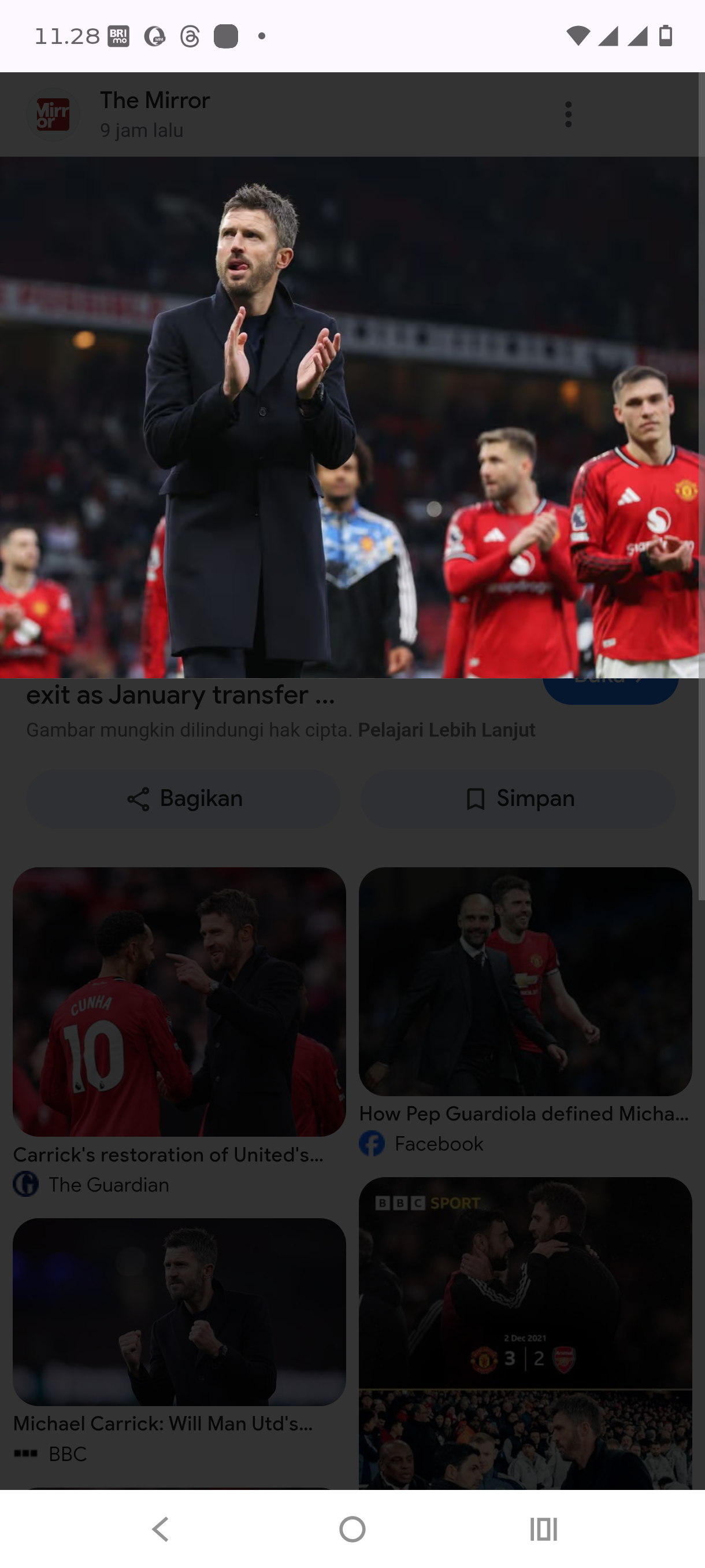 Michael Carrick saat kemenangan di Old Trafford, baru-baru tadi