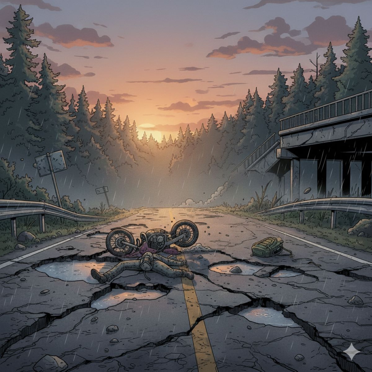 ilustrasi kecelakaan akibat jalan rusak