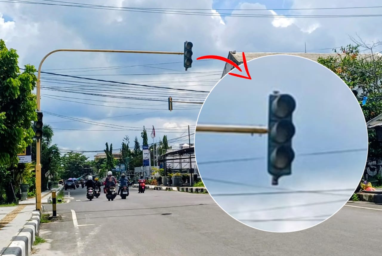 Lampu lalu lintas di perempatan Jalan MT Haryono - Jalan DI Panjaitan Sampit, lama tidak beroperasi dan dirasa cukup menyulitkan warga. (Oes/Radar Sampit)