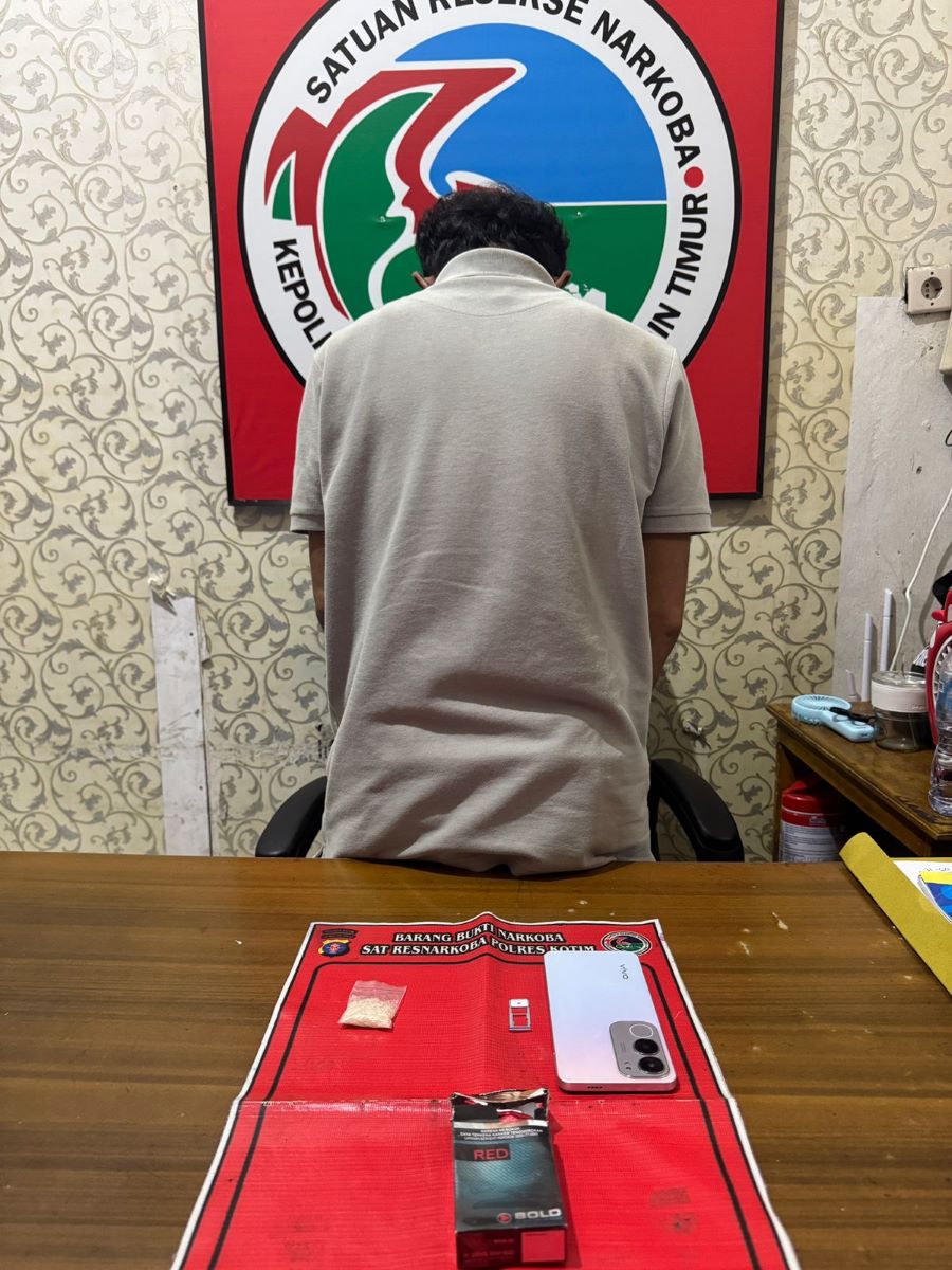 NARKOBA : Satu lagi terduga pengedar narkoba inisial BN (44) diringkus aparat, Selasa (3/2/2026) lalu. FOTO: HUMAS POLRES KOTIM/RADAR SAMPIT