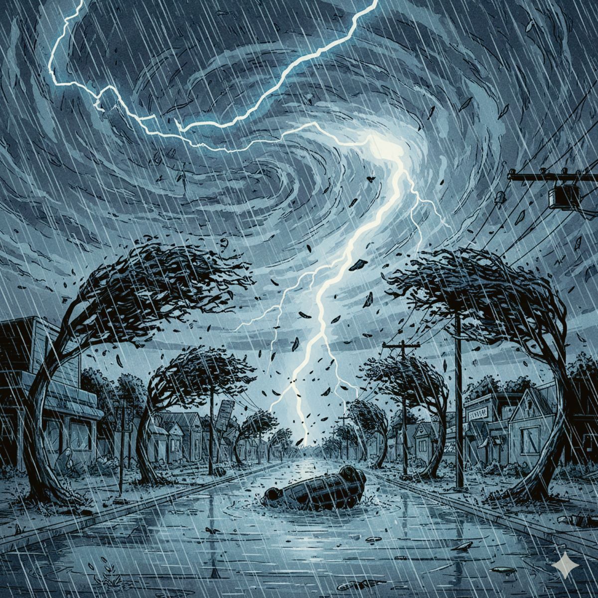 Ilustrasi cuaca ekstrem. (AI)