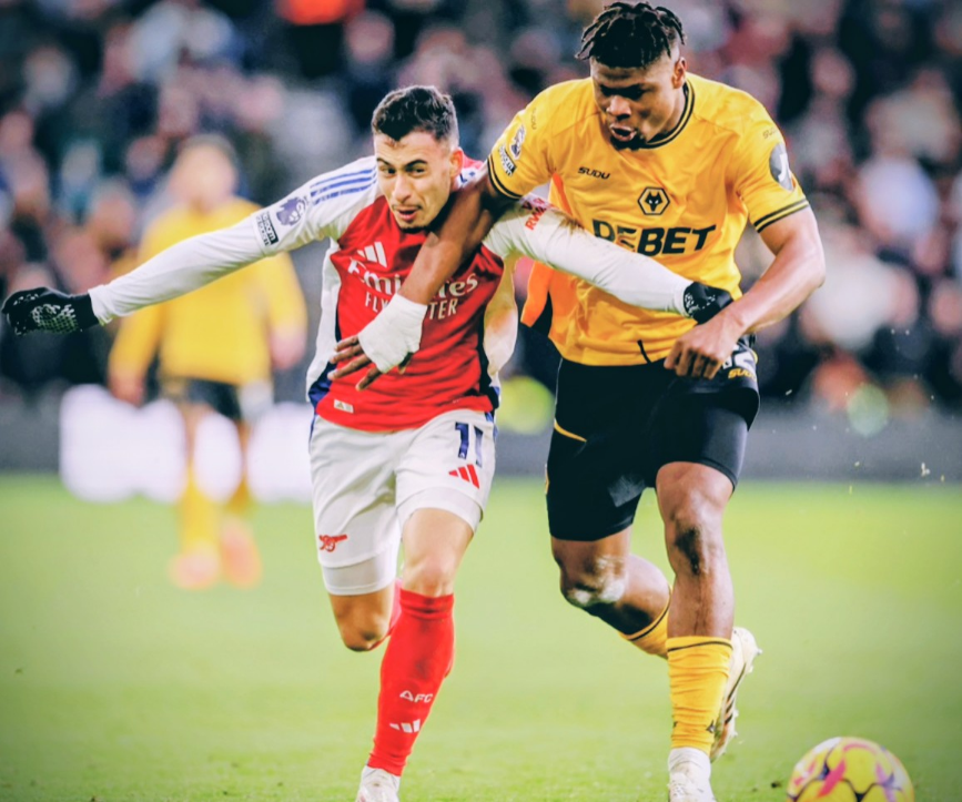 Pemain Wolverhampton dan pemain Arsenal dalam pekan ke 27 Premier League 2025/2026, Kamis (19/2) dini hari WIB.