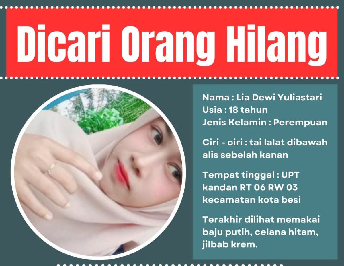 HILANG: Foto seorang siswi SMK beredar di media sosial setelah dilaporkan hilang, baru-baru tadi.