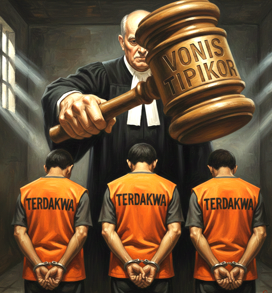 TERPIDANA: Ilustrasi ketuk palu vonis hakim kepada tiga terdakwa kasus tipikor