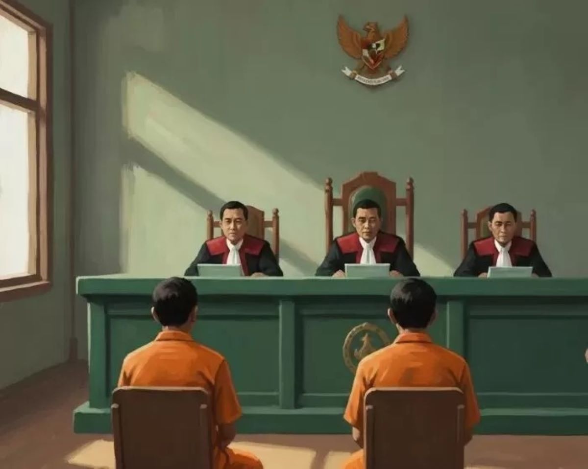 ilustrasi persidangan dengan dua terdakwa