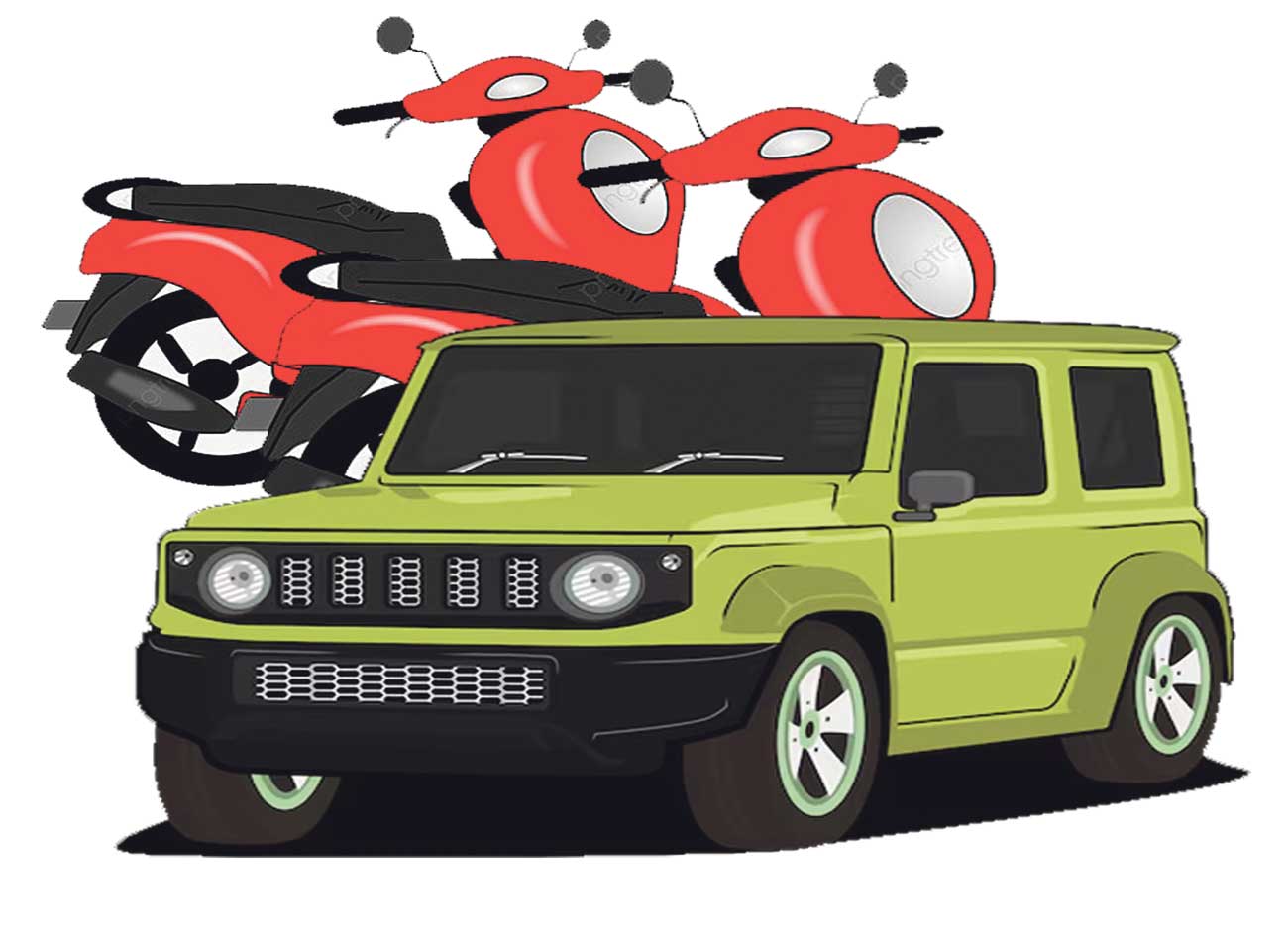 ilustrasi, mobil baru dan motor baru
