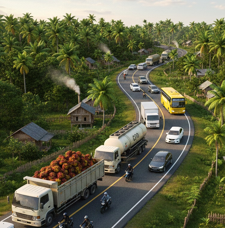 Ilustrasi kepadatan arus kendaraan di wilayah Cempaga Hulu, Kabupaten Kotim