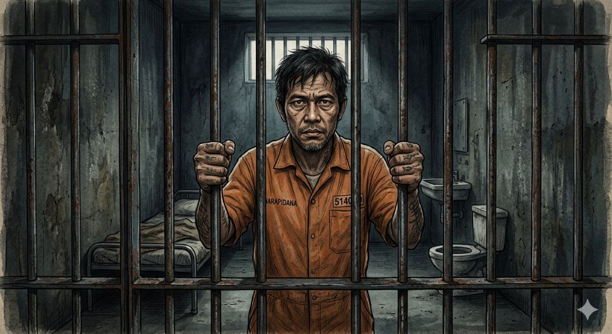 ilustrasi tahanan di penjara/AI