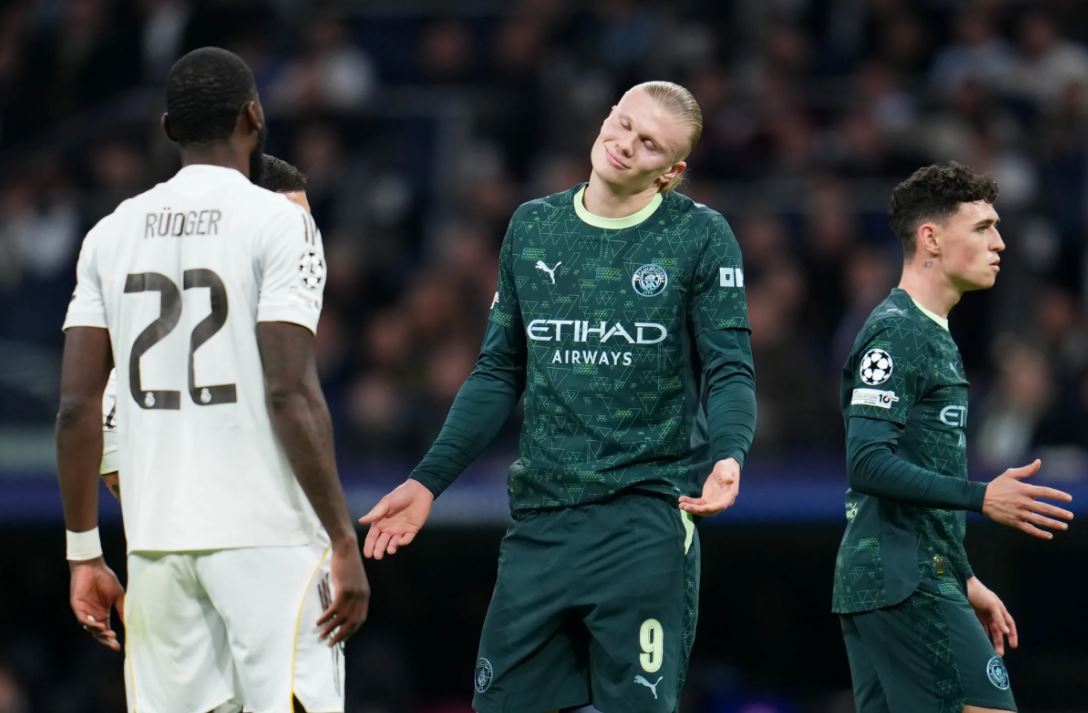 Ekspresi pemain Man City setelah dikalahkan Real Madrid pada leg 1 babak 16 besar UCL 2025/2026, pekan lalu