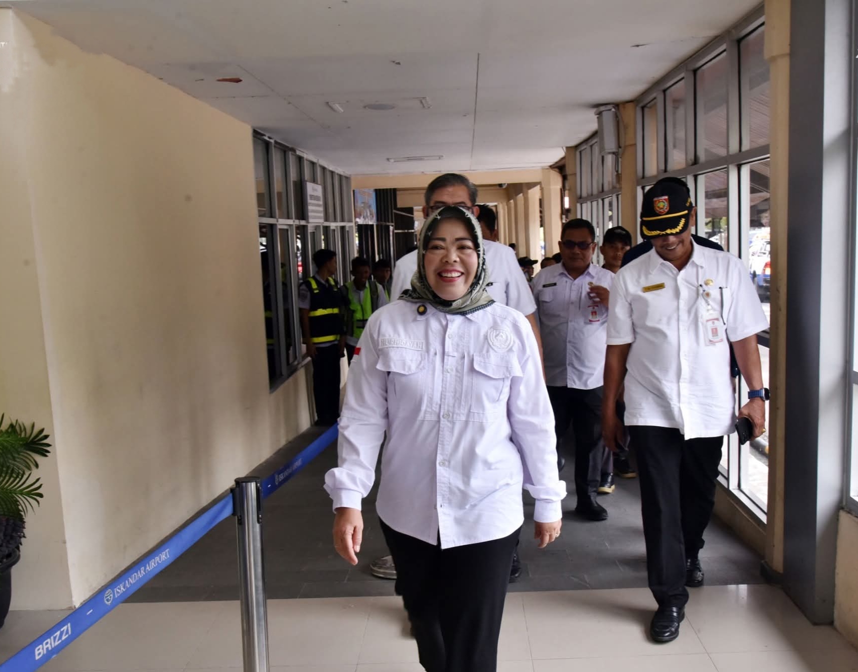 Bupati Kobar Hj Nurhidaya saat menghadiri peluncuran rute baru maskapai Wings Air di Bandara Iskandar Pangkalan Bun baru baru ini.