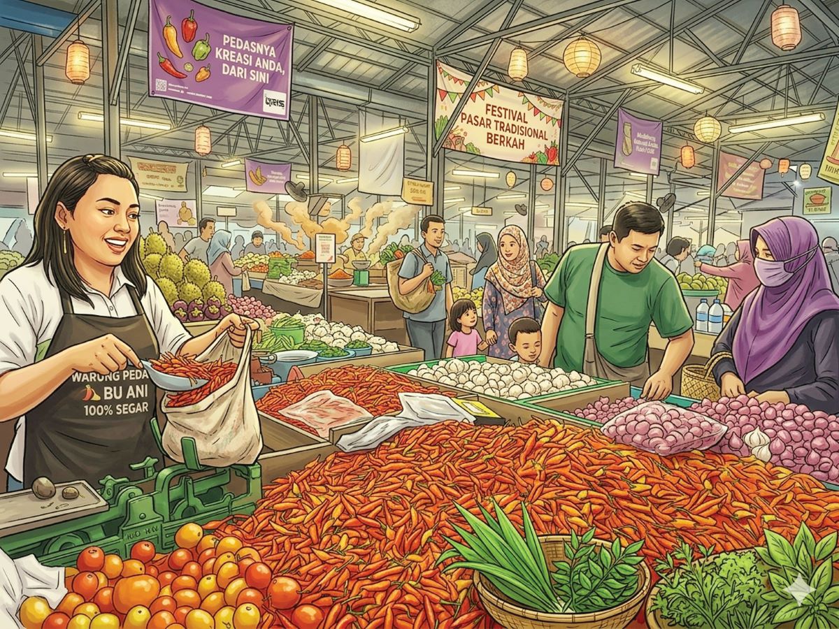 KABAR PASAR: Suasana pasar tradisional di Kota Sampit, Kotawaringin Timur. 