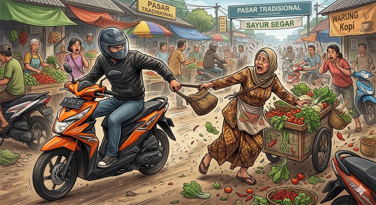 Ilustrasi penjambretan (AI)