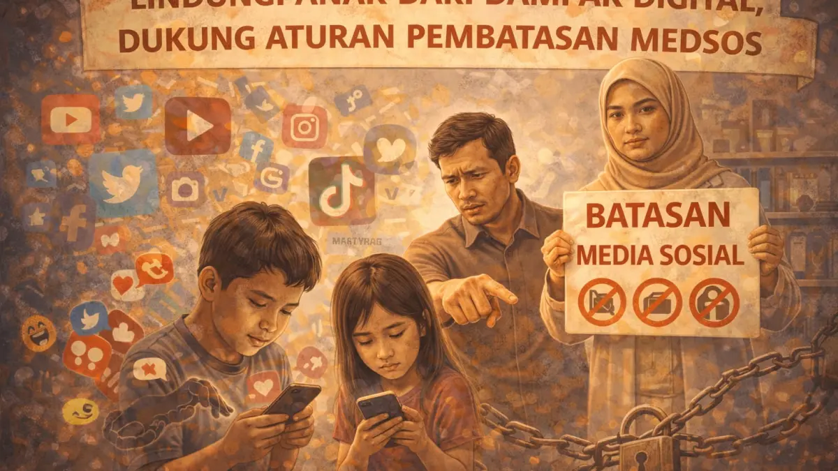 Ilustrasi Pembatasan Medsos (AI)