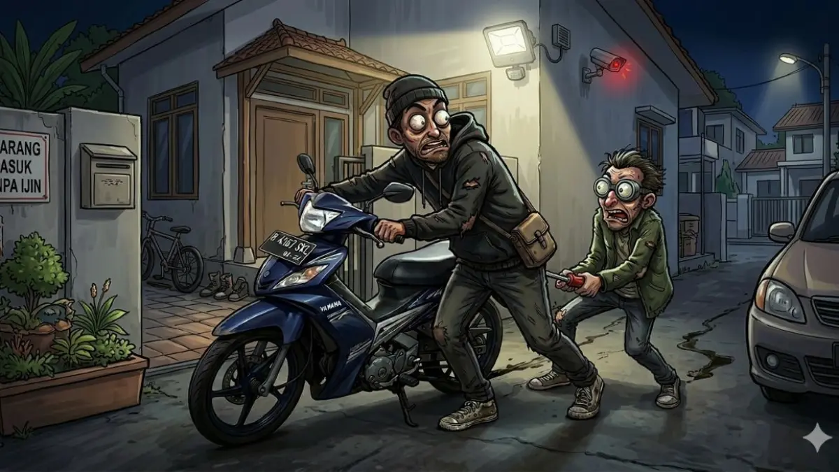 Ilustrasi Pencurian Kendaraan Bermotor/AI