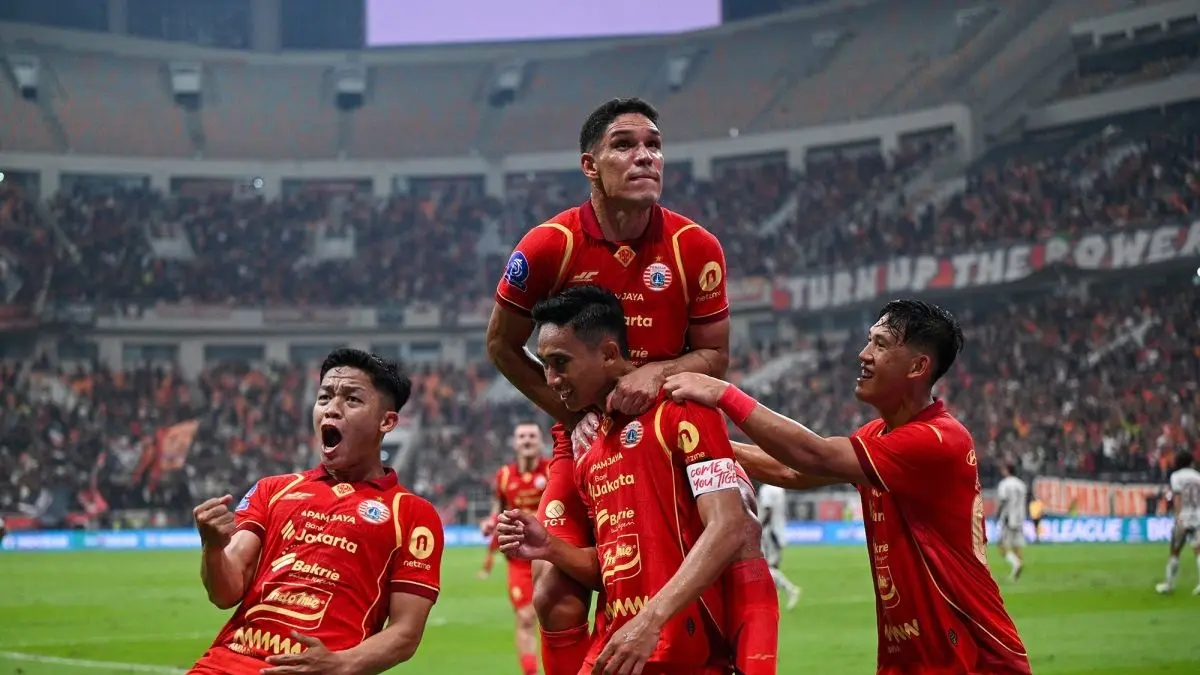 Pemain Persija Jakarta saat tampil di salah satu laga Indonesia Super League 2025/2026.(dok.antara)
