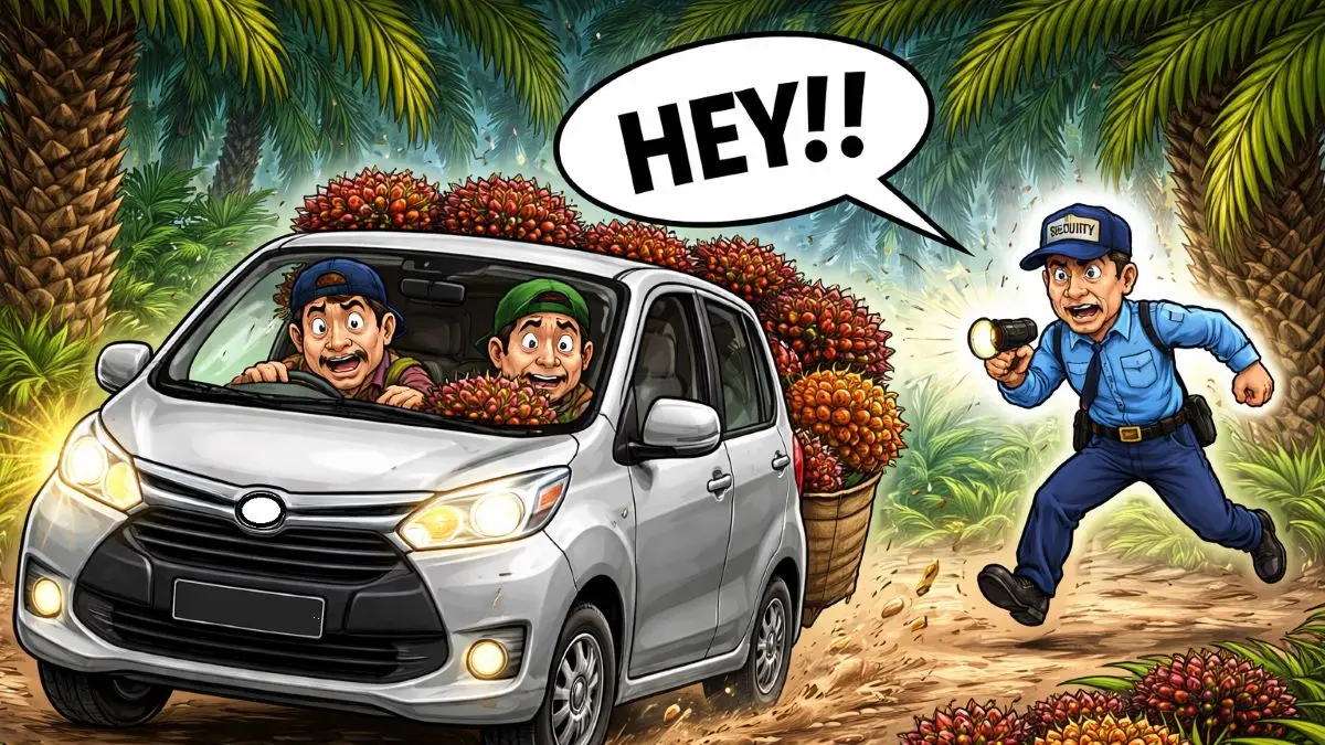ILUSTRASI PENCURIAN KELAPA SAWIT/AI