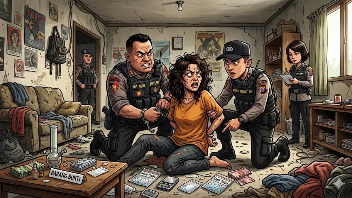 ilustrasi penangkapan pengendar sabu/AI