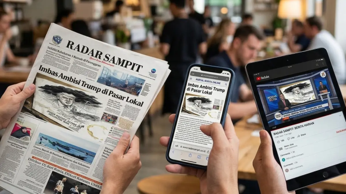 Informasi Radar Sampit tersedia dan lintas platform, mulai dari media cetak. (Ilustrasi AI)