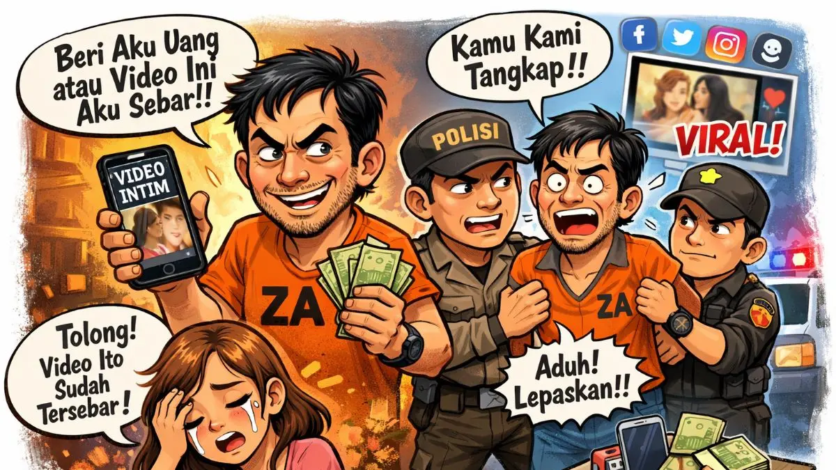Ilustrasi penangkapan pelaku pemerasan modus ancaman menyebarkan video intim/AI