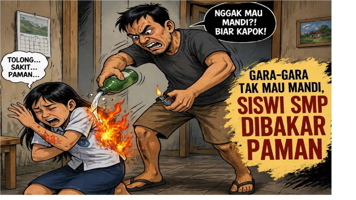 korban pembakaran oleh pamannya sendiri/AI