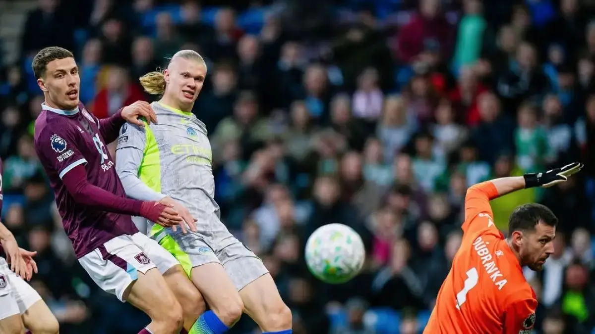 Aksi Erling Haaland saat jebol gawang Burnley. (Dok. Manchester City)