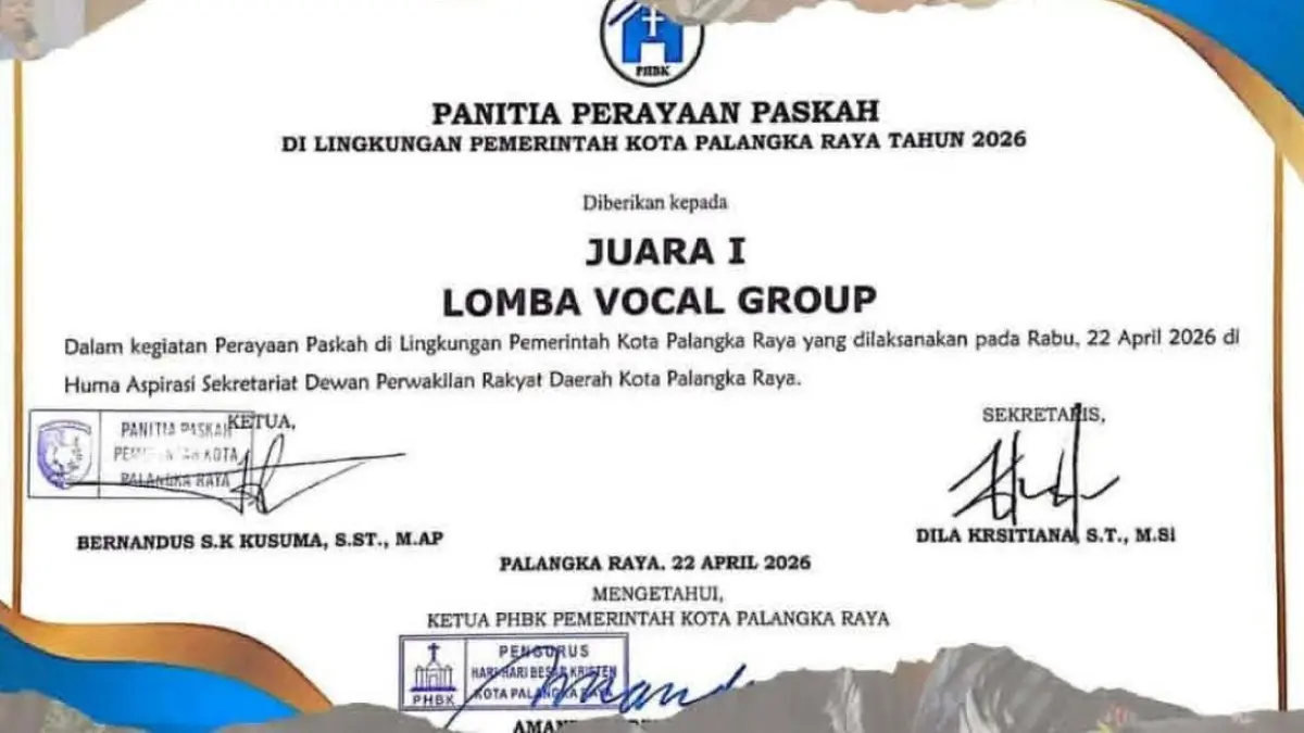 Disdik Kota Palangka Raya Juara I Lomba Vokal Group