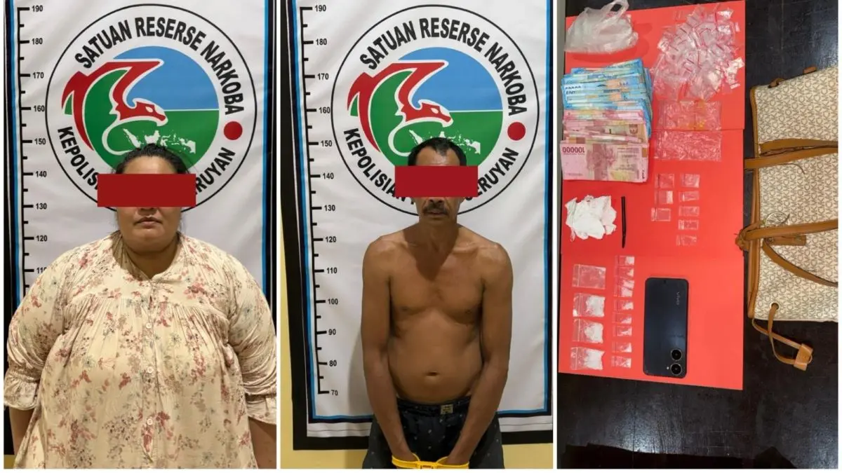 BISNIS HARAM: Pasutri pengedar sabu diamankan di Mapolres Seruyan. FOTO: IST/RADAR SAMPIT
